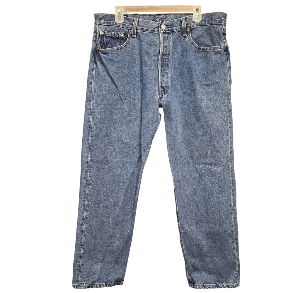 VTG Y2K Levis 501 Jeans Mens 38x30 Blue Denim Straight Button Fly Grunge